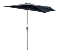 Half Round Parasol Black 293x150x249cm Metal Frame Polyester Canopy Crank Wall.