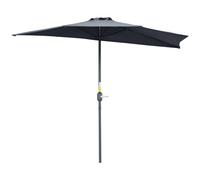 Half Round Parasol Grey 269x138x236cm PE Cloth Metal Frame 5-Rib Balcony Outdoor