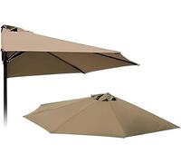 Half Round Parasol Replacement Canopy, 2.7m 3.0m 5-Rib Outdoor Umbrella Fabric, 180g UV Resistant Polyester(Khaki,3.0m/10ft)