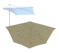 Half Round Parasol Replacement Canopy, 2.7m 3.0m 5-Rib Outdoor Umbrella Fabric, 180g UV Resistant Polyester Patio Half Moon Canopy - Fabric Only (Frame Not Included) (Taupe,3.0M)