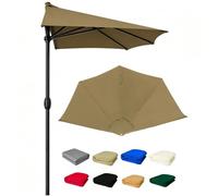 Half Round Parasol Replacement Canopy, Half Parasol Replacement Cover 5 Arms, 2.7m/3.0m Outdoor Umbrella Fabric, UV Waterproof Umbrella Replacement Fabric for Patio(Brown,300cm/9.8ft)