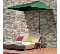 Half Round Parasol Umbrella Balcony Sun Shade Metal Polyester Outsunny Green One Size