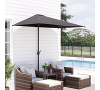 Half Round Parasol Umbrella Balcony Sun Shade Metal Polyester Outsunny Grey One Size