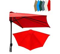Half Round Replacement Parasol Canopy 9/10ft Replacement Top Cover,Half Patio Umbrella For Balcony, Garden,Apartments,Deck(Red,10ft/300cm)