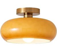 - Half Round Semi-Flush Mount Lamp Milk Glass Large Bronze Orange Drum Light Mid Century Close to Ceiling Lights,Chandelier
