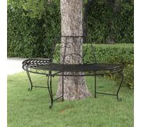 vidaXL Half Round Tree Bench Ø160 cm Black Steel