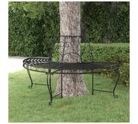 vidaXL Half Round Tree Bench Ø160 cm Black Steel Outdoor Seating Patio Bench