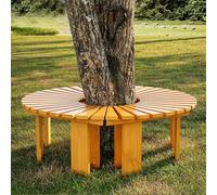 Half Round Tree Bench - Outdoor Wrap-Around Seating Breathable Design for Front Porch Park Ln Backyard - Slish Yellow Tree Benches for table Relaxat