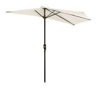 Half-Round Wall Parasol Cream 293x150x249cm Metal Frame Polyester Canopy Cranked