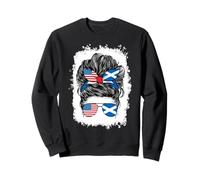 Half Scottish And American America Scotland Usa Flag Girl Sweatshirt