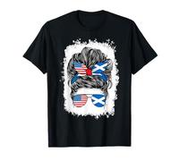 Half Scottish and American America Scotland USA Flag Girl T-Shirt