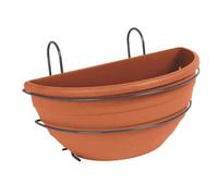 Half shell and hooks for hanging 35 cm flower box basket plants terracotta
