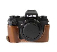 Half Shell Case Compatible with Canon Powershot G1X Mark III Faux Leather Brown CC1750b