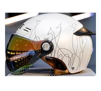 Half-Shell Helmet Motorcycle Helmet with Goggles ECE-Approved Open-Face Helmet Scooter Helmet Moped Helmet Vintage Four-Season Helmet A,One size