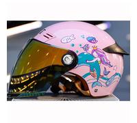 Half-Shell Helmet Motorcycle Helmet with Goggles ECE-Approved Open-Face Helmet Scooter Helmet Moped Helmet Vintage Four-Season Helmet C1,One size