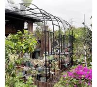 Half Side Garden Arch, Metal Wall Mounted Rose Arch, Pergola Trellis Grape Vines Archway Outdoor Decoration Garden Arbor Arbours for Climbing Plants(Size:220x240x40CM/7.2x7.9x1.3ft)