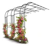 Half Side Garden Arch Trellis - Wall Mounted Metal Archway for Outdoor Climbing Vines & Vegetables Black & White Patio Décor 150x267cm Cream Color Garden Arbor