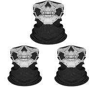 Half Skull Balaclava - Motorcycle Face Mask - Skull Bandana - Fitted Windproof Warmer, Head Wrap Outdoor Sport Headwear, 3 Pack