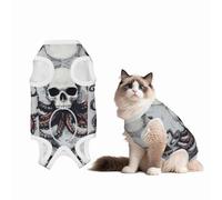 Half Skull, Half face Custom Patterned Surgery Suit for Dogs Cat- Post-Surgery Recovery, Wound Care, and Anxiety Relief - Soft Cotton Dog Pajamas with Full Belly Coverage Medium