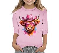 Half Sleeve Kids T Shirts Girls Cow Love Funny Graphic Round Neck Tshirts Teenage Girls Summer Comfy Cute Cartoon Casual Jogging Athletic Tops T-Shirts Age 3-14 Years (3-4 Years) Pink