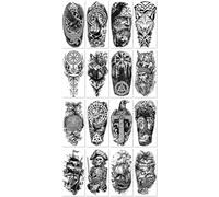 Half-Sleeve Temporary Tattoos, Church-Themed, Scary Skull, Personalized Dark Style, Waterproof, Transparent, Realistic Tattoos 195 * 95MM