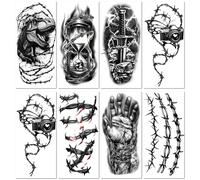 Half-Sleeve Temporary Tattoos Featuring Animals, Pirates, Skulls, Black And White, Color, Waterproof, And Sweat-Proof. 190 * 95MM