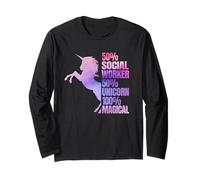 Half Social Worker Half Unicorn, Funny Social Worker Long Sleeve T-Shirt