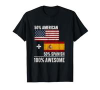 Half Spanish Half American Flag 1/2 Mixed USA Spain Espana T-Shirt