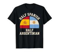 Half Spanish Half Argentinian Flag Spain Argentina Pride Value Graphic T-Shirt, Men, Black, M