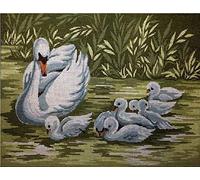 Half Stitch Kits Tapestry Embroidery Kit 20x25cm Swan Family Cross Stitch Embroidery Kit Including Multilayer Cotton Thread [] Bordado con aguja 5D HD cod.605