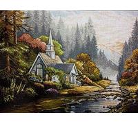 Half Stitch Kits Tapestry Embroidery Kit 40x30cm House Scenery Mill Cross Stitch Embroidery Kit Including Multilayer Cotton Thread 5D HD cod.632