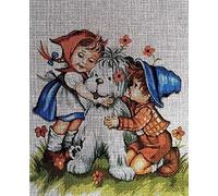 Half Stitch Kits Tapestry Embroidery kit rag Doll Girl boy 20x25cm Half Cross Stitch Embroidery kit Including Multilayer Cotton Thread 5D HD cod.048