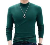 Half Turtleneck Mens Long Sleeve Thermal T Shirt for Everyday Use Casual Pullover Top (XL Green)
