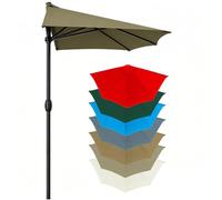Half Umbrella Outdoor Patio Shade 5 Ribs, Half Round Umbrella Replacement Canopy 8.8ft/9.8ft, Market Umbrella Replacement Top Cover for Beach, Balcony, Garden, Deck(Khaki,300cm/9.8ft)