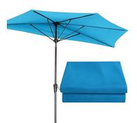 Half Umbrella Replacement Canopy 2.7m/3m, 5 Ribs Garden Sun Umbrella Cloth Lightweight Foldable, Outdoor Parasol Fabric Replacement UV Protection Waterproof For Deck/Pool/Beach(Blue,2.7m)