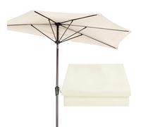 Half Umbrella Replacement Canopy 2.7m/3m, 5 Ribs Garden Sun Umbrella Cloth Lightweight Foldable, Outdoor Parasol Fabric Replacement UV Protection Waterproof For Deck/Pool/Beach(Beige,3m)