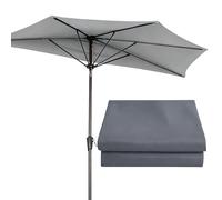 Half Umbrella Replacement Canopy 2.7m/3m, 5 Ribs Garden Sun Umbrella Cloth Lightweight Foldable, Outdoor Parasol Fabric Replacement UV Protection Waterproof For Deck/Pool/Beach(Grays,2.7m)