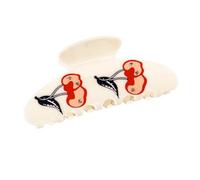 Half-Up Hair Clip with Decorative Acrylic Body and Cream Base, Stone Accent Clip for Daily Updo Wear and Hair Holding Decorative Barrette Acrylic Clamp Cream Base Stone Accent Commute Holder