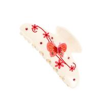 Half-Up Hair Clip with Decorative Acrylic Body and Cream Base, Stone Accent Clip for Daily Updo Wear and Hair Holding Decorative Barrette Acrylic Clamp Cream Base Stone Accent Commute Holder