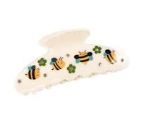 Half-Up Hair Clip with Decorative Acrylic Body and Cream Base, Stone Accent Clip for Daily Updo Wear and Hair Holding Decorative Barrette Acrylic Clamp Cream Base Stone Accent Commute Holder