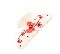 Half-Up Hair Clip with Decorative Acrylic Body and Cream Base, Stone Accent Clip for Daily Updo Wear and Hair Holding Decorative Barrette Acrylic Clamp Cream Base Stone Accent Commute Holder