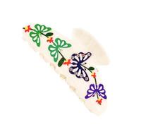 Half-Up Hair Clip with Decorative Acrylic Body and Cream Base, Stone Accent Clip for Daily Updo Wear and Hair Holding Decorative Barrette Acrylic Clamp Cream Base Stone Accent Commute Holder