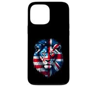Half USA Flag Half British Flag Lion Design Proud USA UK Case for iPhone 13 Pro Max