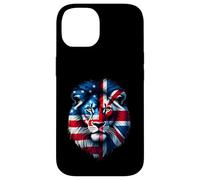 Half USA Flag Half British Flag Lion Design Proud USA UK Case for iPhone 14