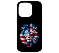 Half USA Flag Half British Flag Lion Design Proud USA UK Case for iPhone 14 Pro