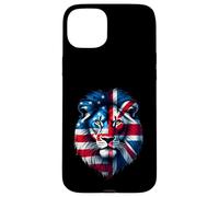 Half USA Flag Half British Flag Lion Design Proud USA UK Case for iPhone 15 Plus