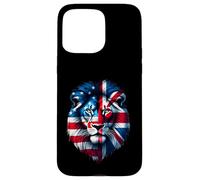 Half USA Flag Half British Flag Lion Design Proud USA UK Case for iPhone 15 Pro Max