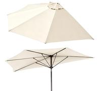 Half Wall Umbrella Sun Shade Polyester Fabric UV Protection Waterproof, 270cm/300cm 5 Ribs Half Round Patio Umbrella, Multicolor Market Parasol Canopy Top, Ventilation And Cooling(Beige,2.7m)