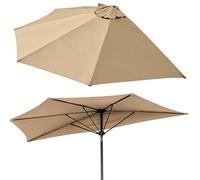 Half Wall Umbrella Sun Shade Polyester Fabric UV Protection Waterproof, 270cm/300cm 5 Ribs Half Round Patio Umbrella, Multicolor Market Parasol Canopy Top, Ventilation And Cooling(Khaki,3m)