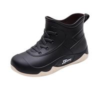 Half Wellies for Women Waterproof Boots Women Cover Shoes Men Four Fashion Non Slip Short Tube Rain Boots Water Real Rubber Rain for (Black,5.5)